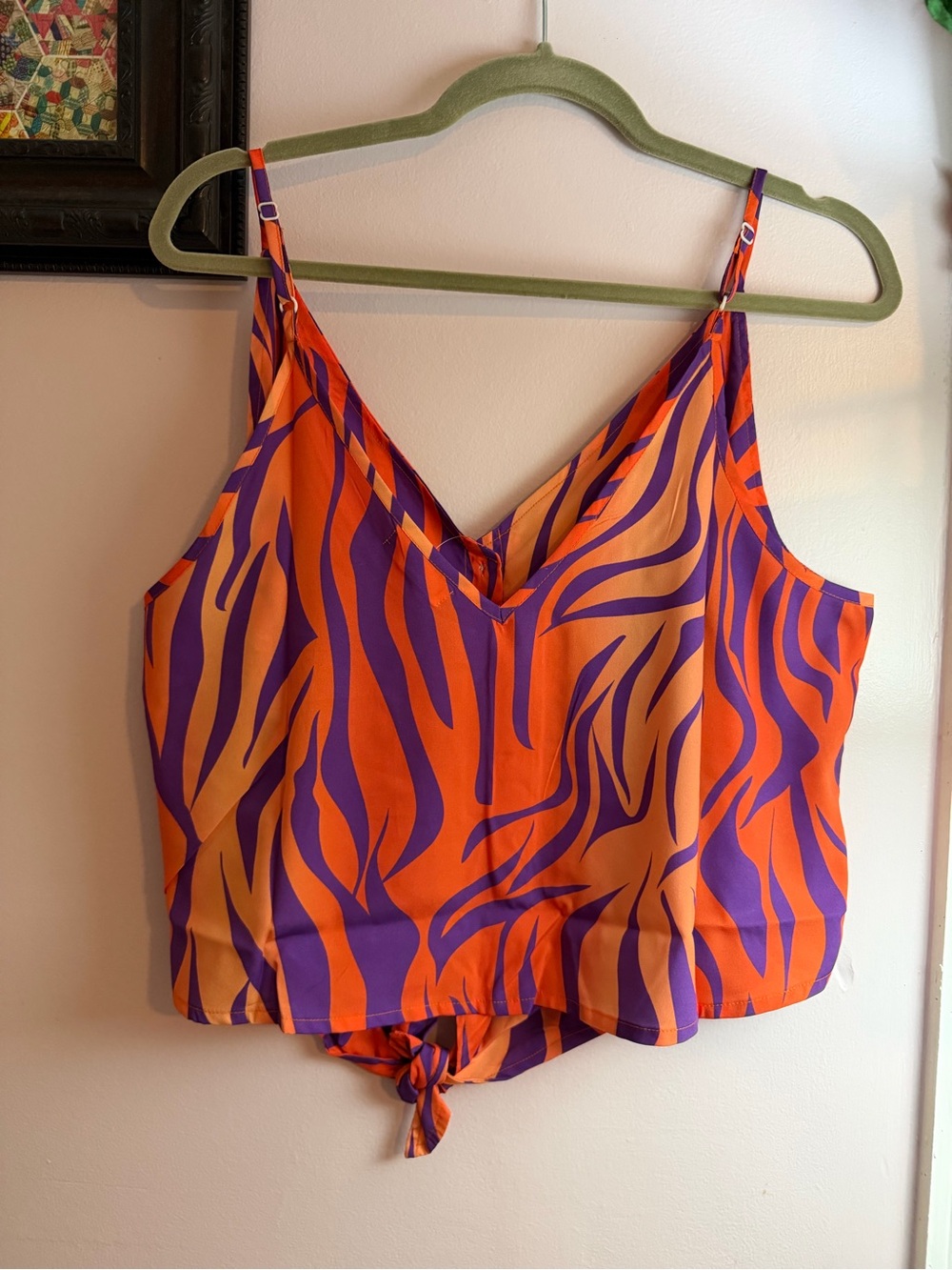 Stewart Simmons Clemson Game Day-Button Up Tie Front Cami-NWT-Size L - Picture 5 of 6